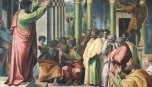 A painting by the Renaissance painter, Raphael, depicting Paul preaching in Athens (1515).